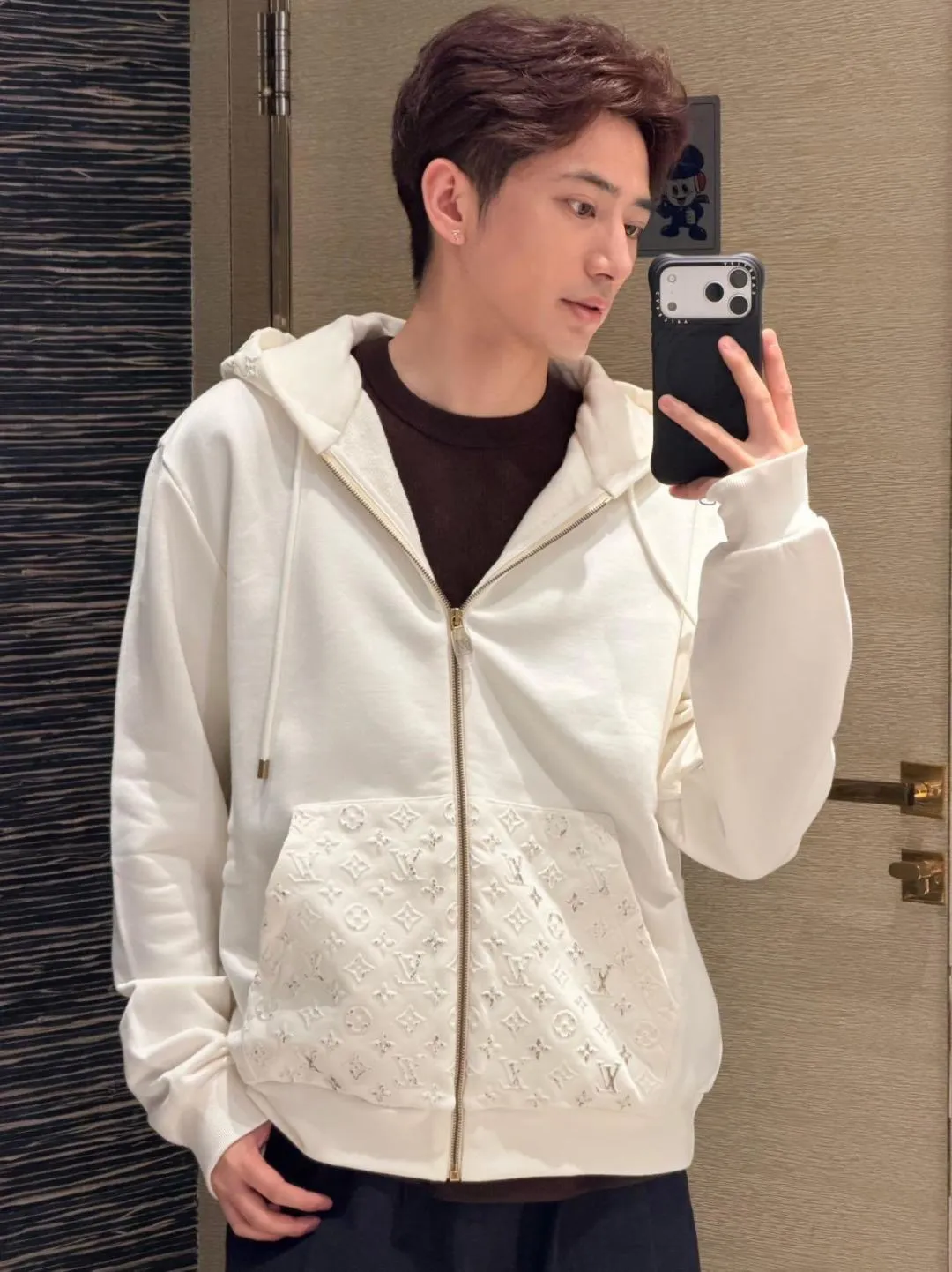 Louis Vuitton/Louis Vuitton presbyopic embossed embossed zipper hooded jacket